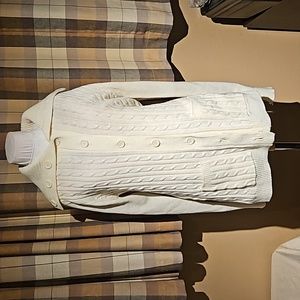 Vintage 1970s Cream Cable Knit Cardigan Sweater